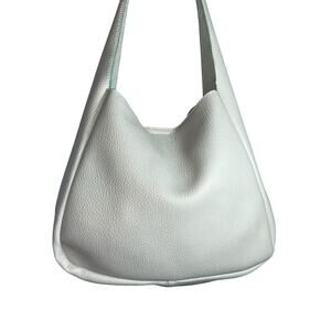 Anthropologie Gray Pebbled Leather Slouchy Hobo Shoulder Bag